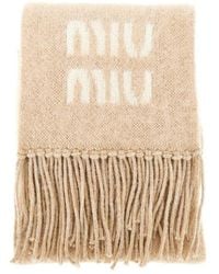 Miu Miu - Mohair-Blend Scarf With Jacquard Logo - Lyst