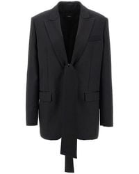 ボトムスその他 Pinko Wool Blend Single-Breasted Jacket With Satin Collar Pinko Wool Blend Single-Breasted Jacket With Satin Collar in