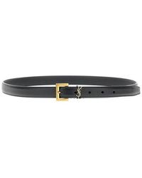 Saint Laurent - Ysl Detail Leather Belt - Lyst