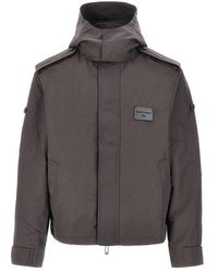 Emporio Armani - Nylon Jacket With Leather Logo Label - Lyst