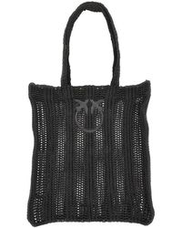 Pinko - Medium Faux Raffia Easy Tote Bag - Lyst