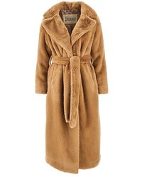 Herno - Faux Fur Coat With Belt - Lyst