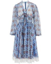 Dolce & Gabbana - Bunch Of Flowers Print Chiffon Midi Dress - Lyst