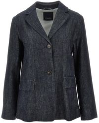 Max Mara - Single-Breasted Denim Jacket - Lyst