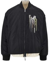 Emporio Armani - Nylon Bomber Jacket With Logo Embroidery - Lyst