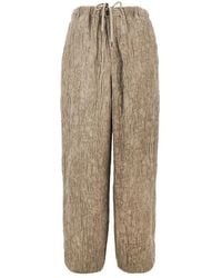 Emporio Armani - Bark Effect Linen-Blend Pants - Lyst