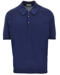 John Smedley - Cotton Knit Polo Shirt - Lyst