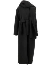 P.A.R.O.S.H. - P. A.R. O.S. H. Long Coat With Detachable Hooded Scarf - Lyst