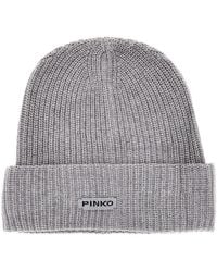 Pinko - Knitted Beanie Hat With Logo - Lyst