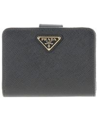 Prada - Saffiano Leather Small Wallet With Zip - Lyst