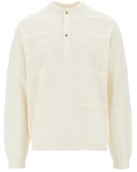 Emporio Armani - Cotton-Blend Henley Collar Sweater - Lyst