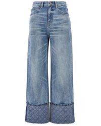 Tory Burch - Straight Leg Jeans With T Monogram Motif - Lyst