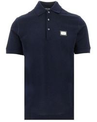 Dolce & Gabbana - Piquet Polo Shirt With Logo Plate - Lyst