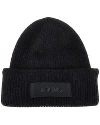 Jacquemus - Knitted Beanie Hat With Gros-Grain Logo - Lyst
