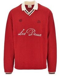 Les Deux - Knitted Polo Shirt With Logo Embroidery - Lyst