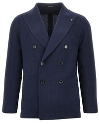 Tagliatore - Chevron Wool-Blend Double-Breasted Jacket - Lyst