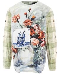 Prada - Printed Cotton Crewneck Shirt - Lyst