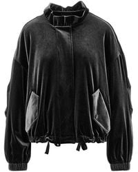 Emporio Armani - Chenille Blouson Jacket With Gathered Neck - Lyst