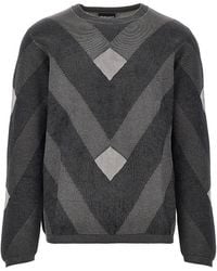 Emporio Armani - Cotton Sweater With Jacquard Motif - Lyst