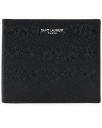 Saint Laurent - Grain De Poudre Leather Bi-Fold Wallet - Lyst