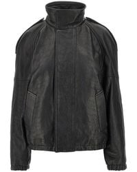 Saint Laurent - Padded Leather Oversized Jacket - Lyst