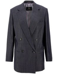 Etro - Wool-Blend Double-Breasted Jacket - Lyst