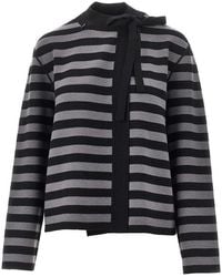 Emporio Armani - Self-Tie Closure Striped Wool Cardigan - Lyst
