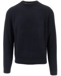 Emporio Armani - Jacquard Wool Crewneck Swerater - Lyst
