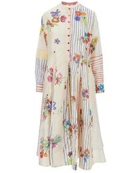Péro - Printed Cotton And Silk Midi Dress - Lyst