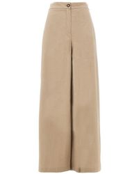 Emporio Armani - Stretch Poplin Wide Leg Pants - Lyst