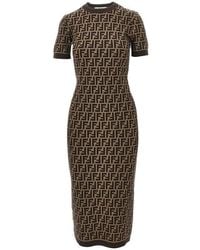 Fendi - Ff Jacquard Knit Midi Dress - Lyst