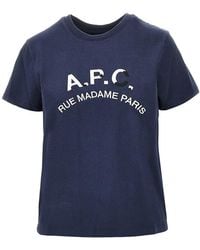 A.P.C. - Vintage Effect Logo Embroidery T-Shirt - Lyst