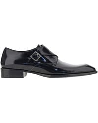 Saint Laurent - Patent-Leather Monk-Strap Loafers - Lyst