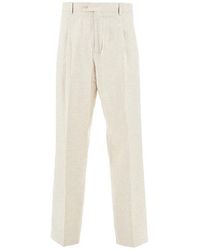 MARSĒM - Chevron Linen And Cotton Pants With Dart - Lyst