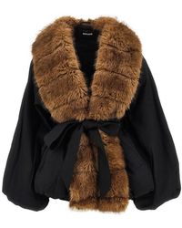 ROTATE BIRGER CHRISTENSEN - Faux Fur Collar Twill Jacket - Lyst