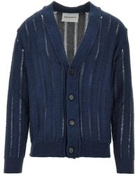 Amaranto - Open-Knit Striped Cotton Cardigan - Lyst