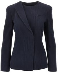 Emporio Armani - Single-Breasted Canneté Wool Jacket - Lyst
