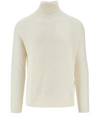 Emporio Armani - Knitted Turtleneck With Logo Embroidery - Lyst
