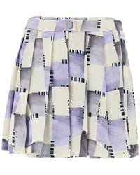 Emporio Armani - Check Print Satin Skorts - Lyst