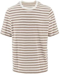 Majestic Filatures - Striped Cotton And Linen T-Shirt - Lyst