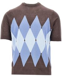 Ballantyne - Linen-Blend Short-Sleeved Sweater - Lyst