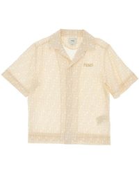 Fendi - Ff Print Linen Shirt Kids 12 - Lyst