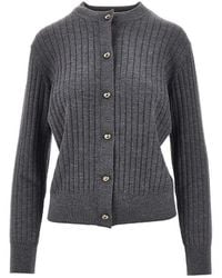 Bottega Veneta - Ribbed Wool Cardigan With Knot Buttons - Lyst