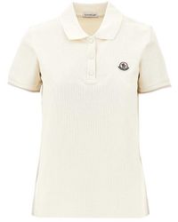 Moncler - Piquet Polo Shirt With Logo Patch - Lyst