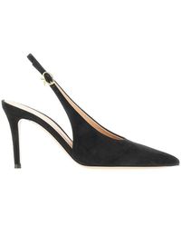 Gianvito Rossi - 'Robbie' Suede Leather Slingback Pumps 38 - Lyst