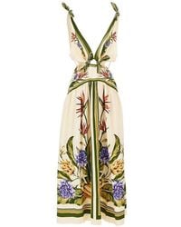 FARM Rio - Tropical Scarf Print Linen-Blend Dress - Lyst
