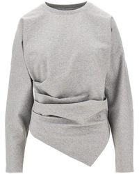 Ganni - Draped Stretch Jersey T-Shirt - Lyst