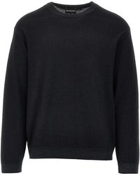 Emporio Armani - Garment Dyed Wool Crewneck Sweater - Lyst