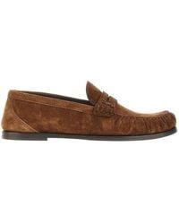 Saint Laurent - Leather Loafers With Cassandre Logo - Lyst
