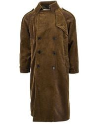 Paltò - Corduroy Double-Breasted Long Coat - Lyst